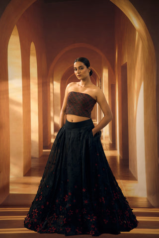 Corset with gold & Red Checkered Texture