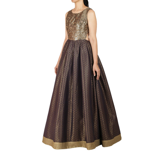Brocade lehenga with zardozi and sequin embroidery