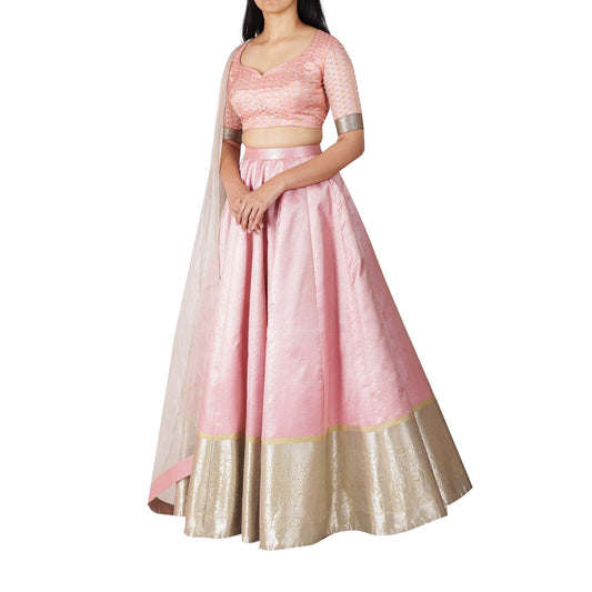 Kanjeevaram brocade lehenga and choli with dupatta