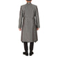 Sherwani in linen silk jaquard with built up neck