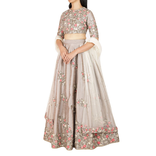 Embroidered lehenga and choli with dupatta