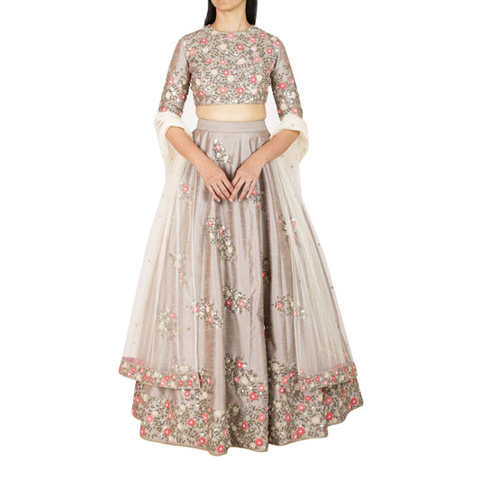 Embroidered lehenga and choli with dupatta