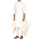 Long kurta with handkerchief hem + Churidar in cream