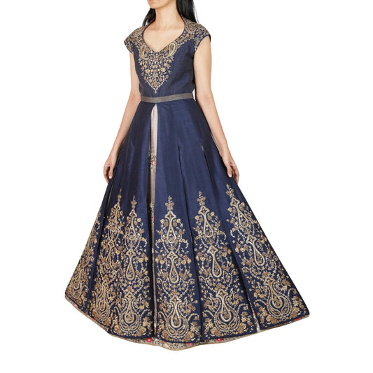 Embroidered lehenga with built up neckline