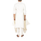 Long kurta with handkerchief hem + Churidar in cream