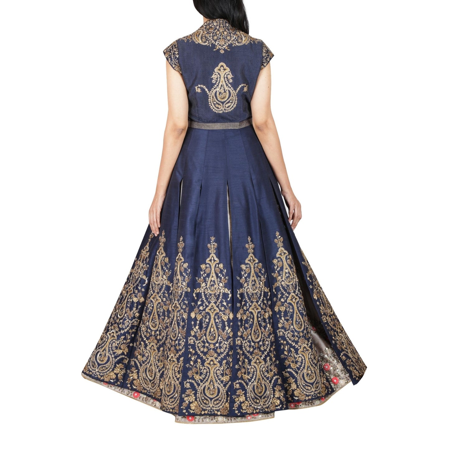 Embroidered lehenga with built up neckline