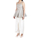 Embroidered peplum top in champagne