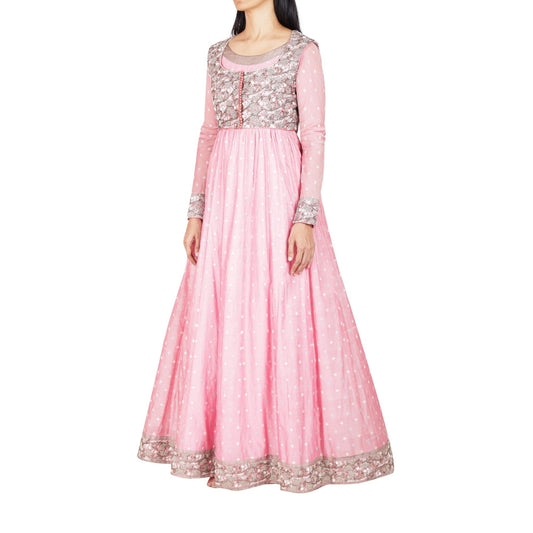 Full length anarkali with embroidered bolero jacket and dupatta