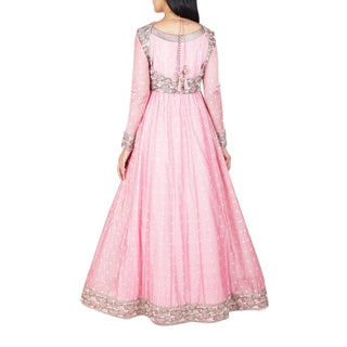 Full length anarkali with embroidered bolero jacket and dupatta