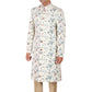 Fitted sherwani in floral printed linen blend suting