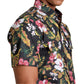 Floral printed short sleeve shirt with double pocket flap detail at chest