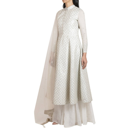 Embroidered anarkali with sharara pants