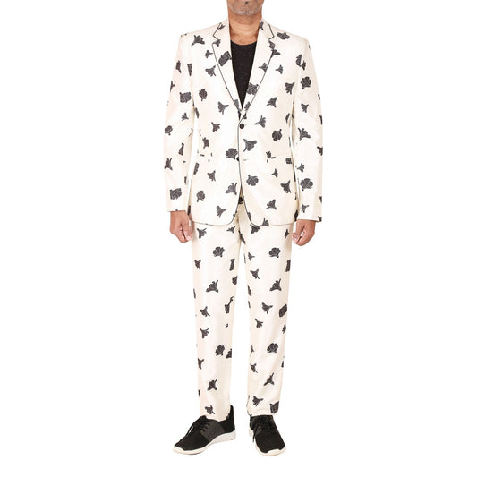 Tulip print single breasted jacket & flatfront trouser