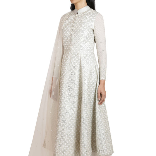 Embroidered anarkali with sharara pants