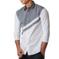 Long sleeve shirt in poplin with diagonal colorblocked panel and jersey sleeves