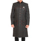 Regimental sherwani in plaid with velvet collar